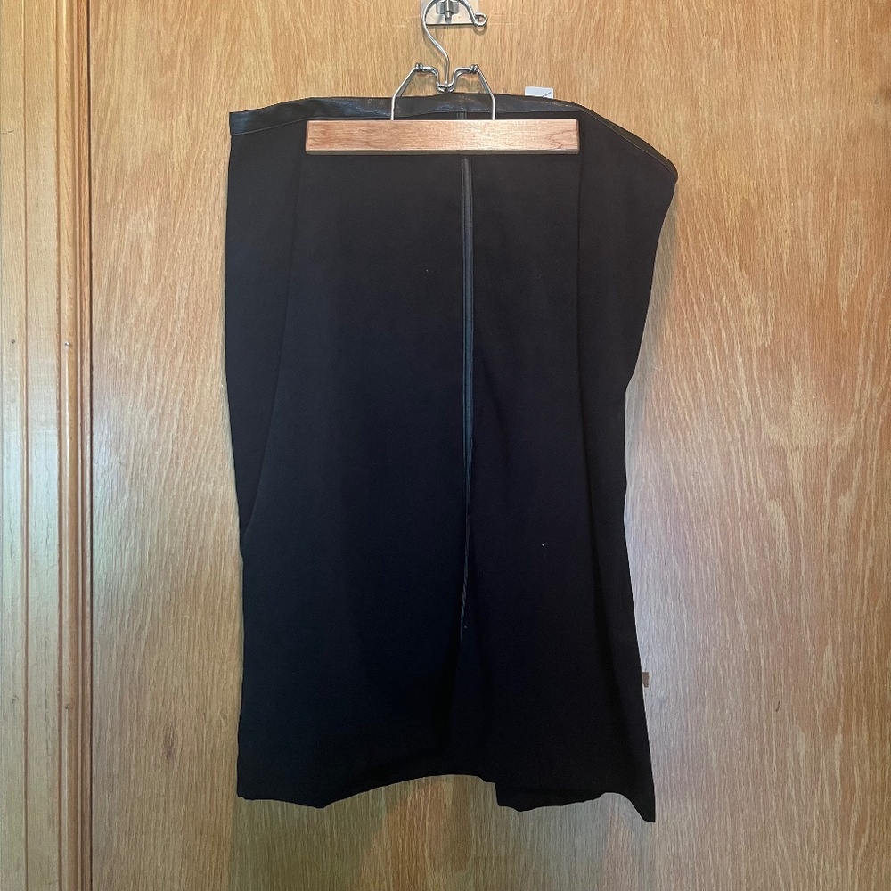 Suede Pencil Skirt with Leather Detail